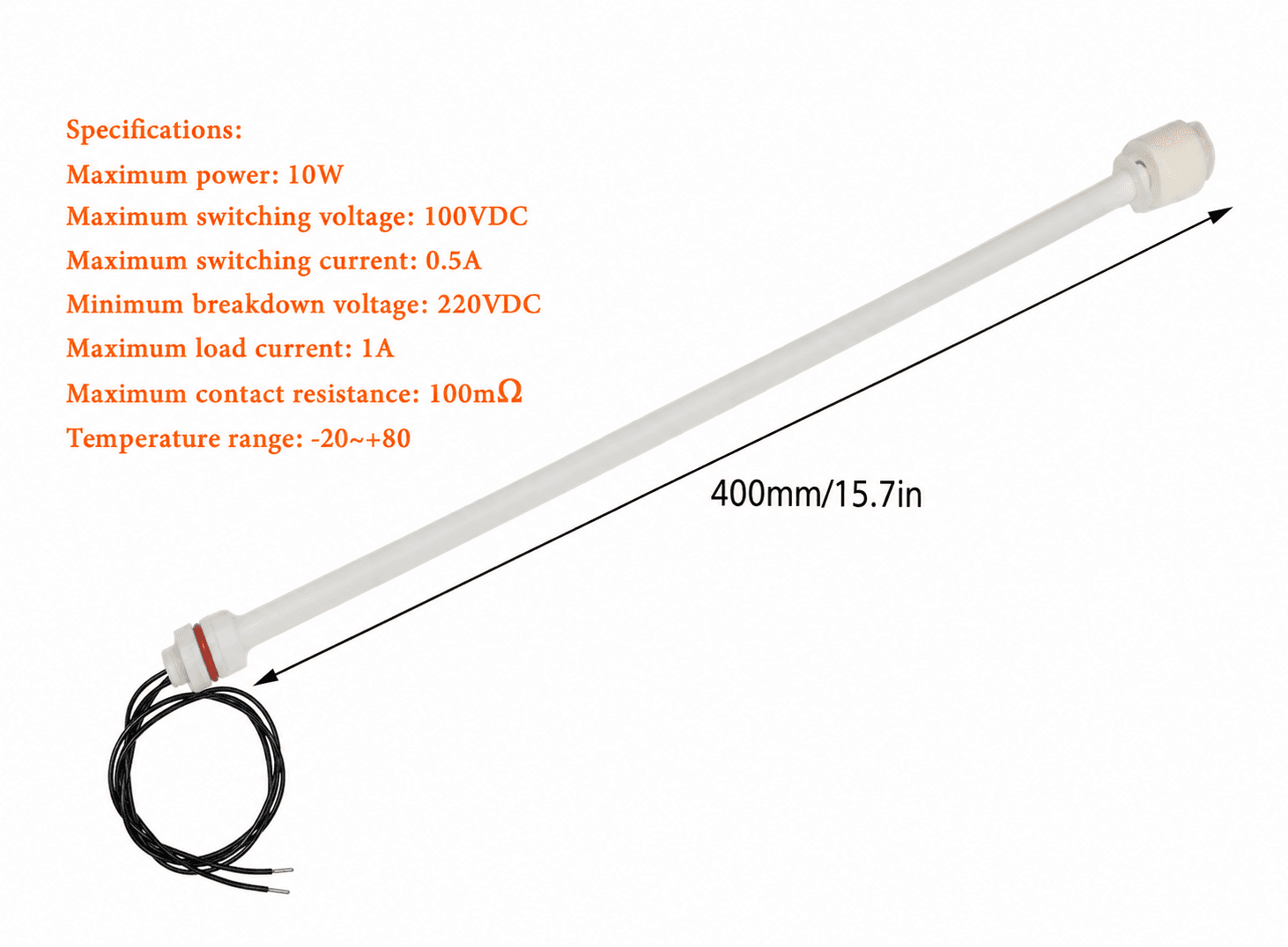 مستشعر مستوى الماء العائم أفقي 400 ملم X-JM0129I | Horizontal Water Level Float Switch