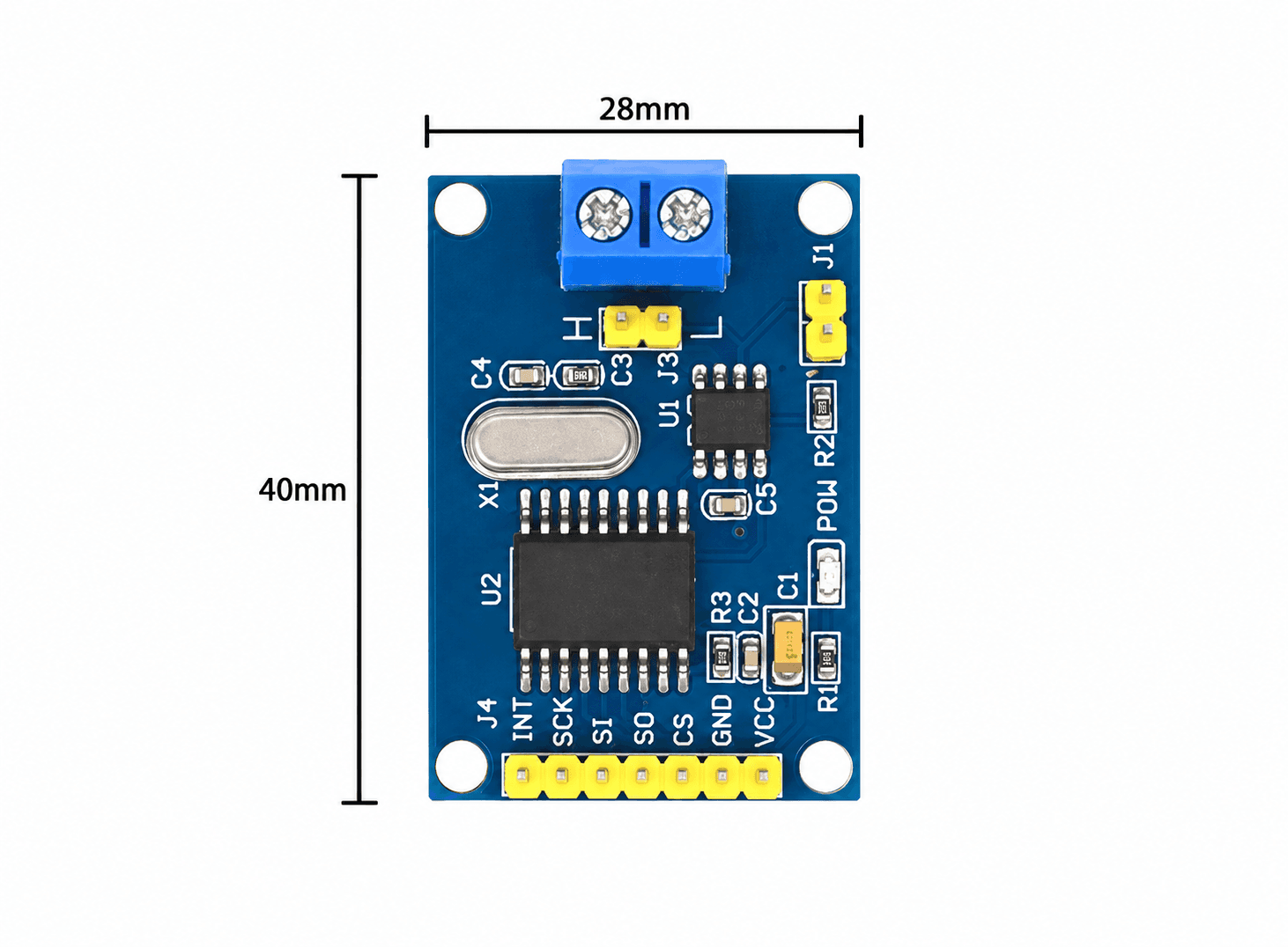 لوحة متحكم ناقل CAN Bus موديل MCP2515 مع مستقبل TJA1050 SPI | CAN Bus Driver Module