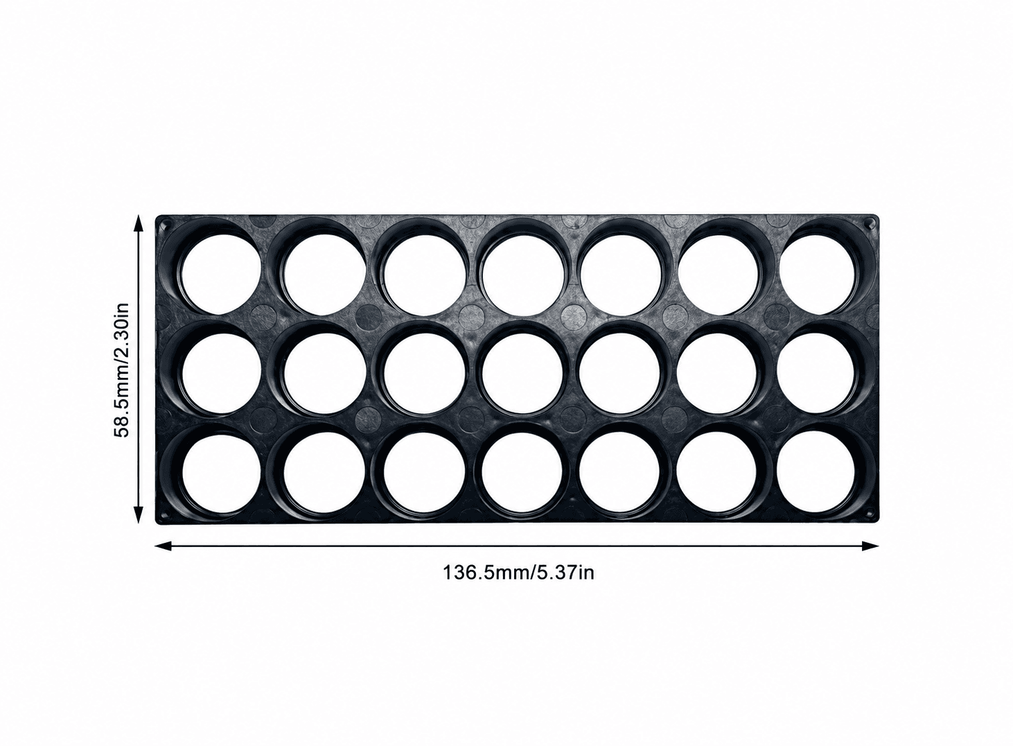فاصل خلايا بلاستيكي أسود لبطاريات 18650 بترتيب 3x7 | 18650 Battery Cell Spacer, Black Plastic Holder, 3x7 Layout