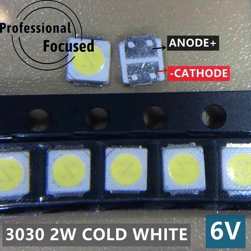 ليد اضاءة خلفية للتلفزيون JF3030 مزدوج الشريحة 6V 2W 3030 ابيض بارد PT30A66 JUFEI AOT | Backlight High Power LED