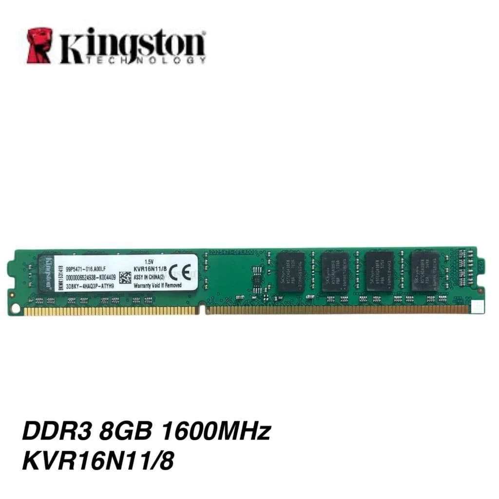 ذاكرة رام Kingston 8GB KVR16N11/8 DIMM DDR3 PC3-12800U 1600MHz 1.5V CL11 | RAM
