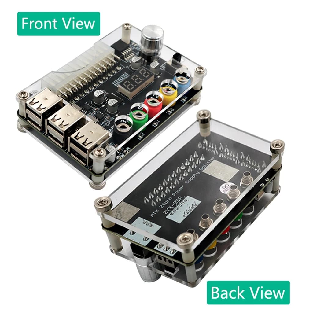 مجموعة وحدة لوحة توزيع طاقة ATX 20-24Pin مع غطاء أكريليك | Power Supply Breakout Board Module