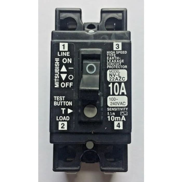 قاطع دورة تسريب أرضي سريع ميتسوبيشي 10A 2P NV-L22AZC | Earth Leakage Circuit Breaker