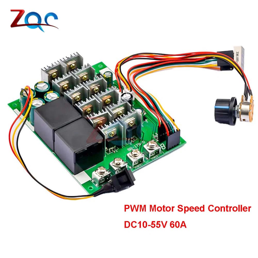 منظم سرعة محرك DC 10-55V بقدرة 60A مع تحكم باتجاه الأمام والخلف X-CX0185A | DC Motor Speed Controller