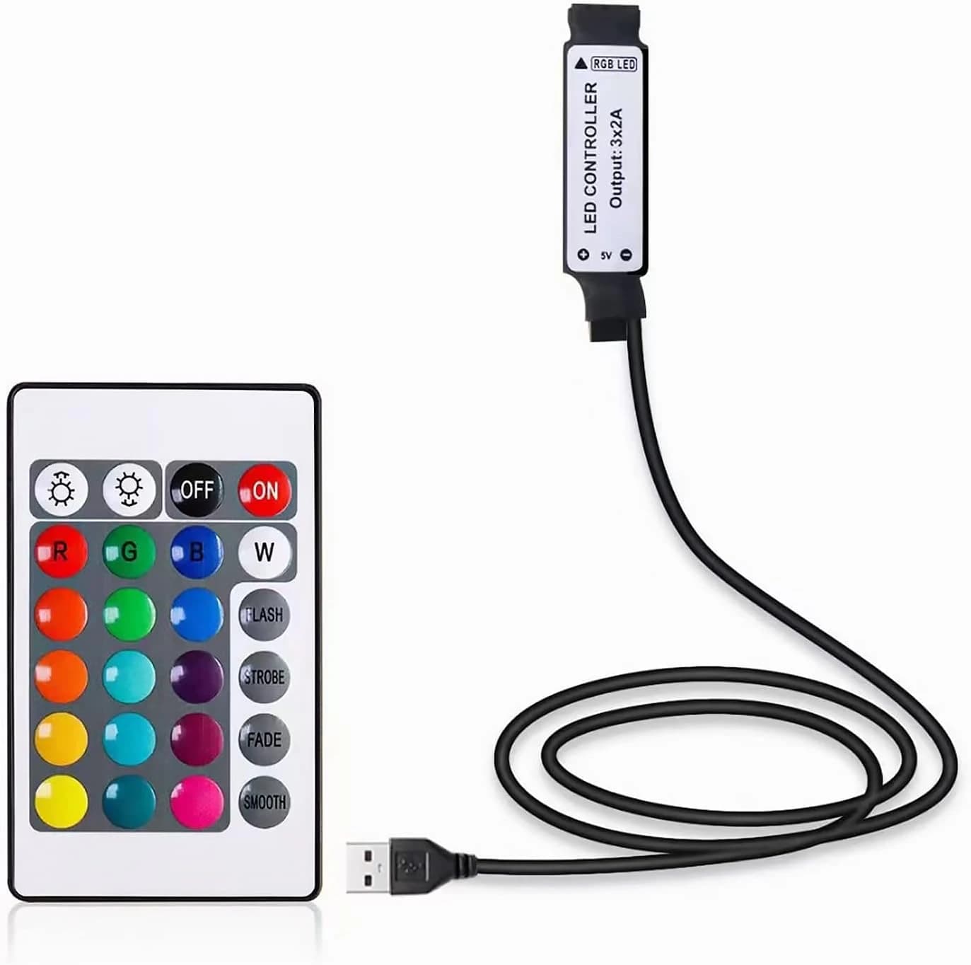 مفتاح تحكم لاسلكي 5V USB RF Wireless Remote Switch Controller RGB LED Dimmer 17 Key Remote Control LED Strip Light Bar | Wireless Controller
