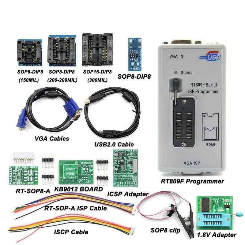 مبرمجة RT809F Serial ISP مع 11 محول X-CX0042B | Serial ISP Programmer