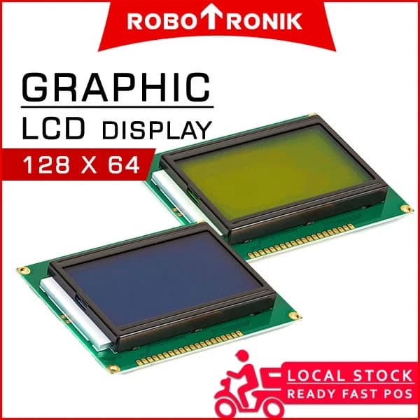 شاشة عرض جرافيك LCD 128x64 بكسل بإضاءة خلفية صفراء 12864-6 v3.0 | Graphic Display Module