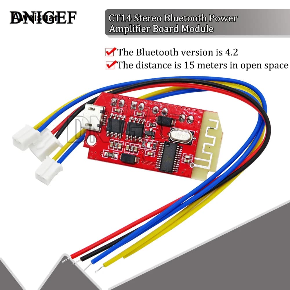 لوحة مكبر صوت بلوتوث رقمي 4.2 موديل CT14 ستيريو 5 واط + 5 واط | Bluetooth Audio Amplifier Board