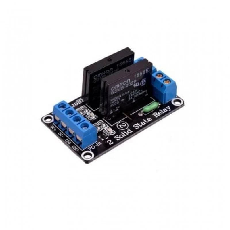 لوحة ريلاي بالحالة الصلبة DC 5V بقناتين مستوى عالي مع مصهر 2A W1 010782 | Solid-State Relay Board