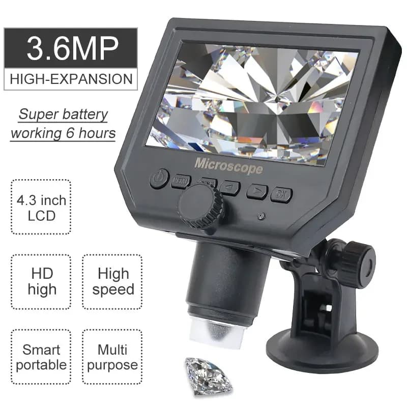 مجهر إلكتروني رقمي محمول 1-600x بقوة 3.6MP شاشة 4.3 انش HD LCD | Digital Electronic Microscope