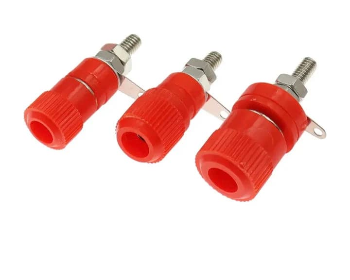 قاعدة بانانا JZDZ 4mm Banana Socket Binding Post Nut Banana Plug Jack Red | Banana Socket Binding Post