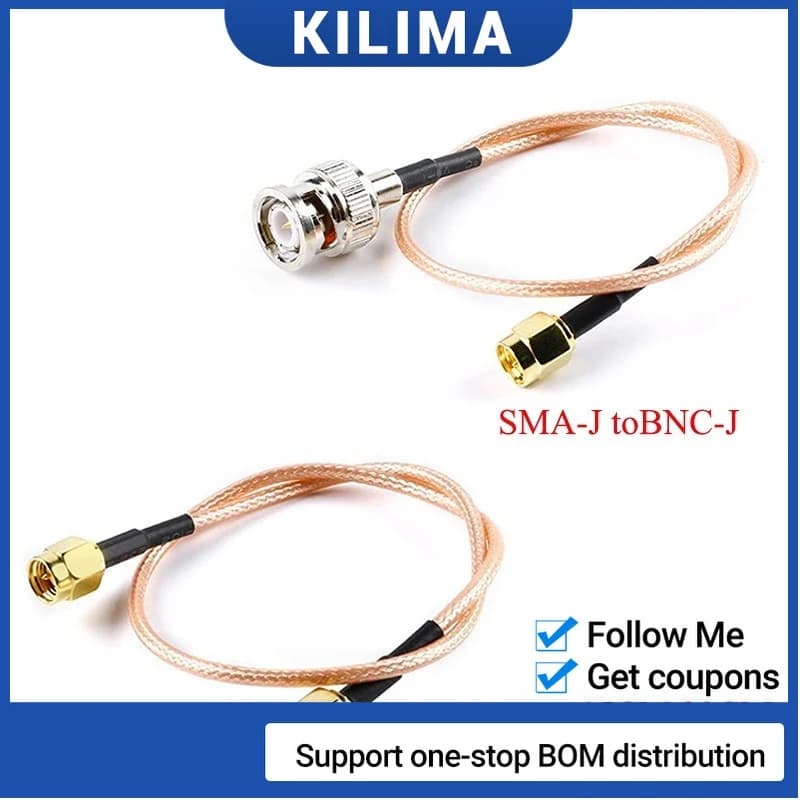 كونيكتور ربط BNC-J Male To SMA-J Male Pug Connector RF Coax Cable Assembly RG316 Wire 30cm | RF Coax Cable Assembly