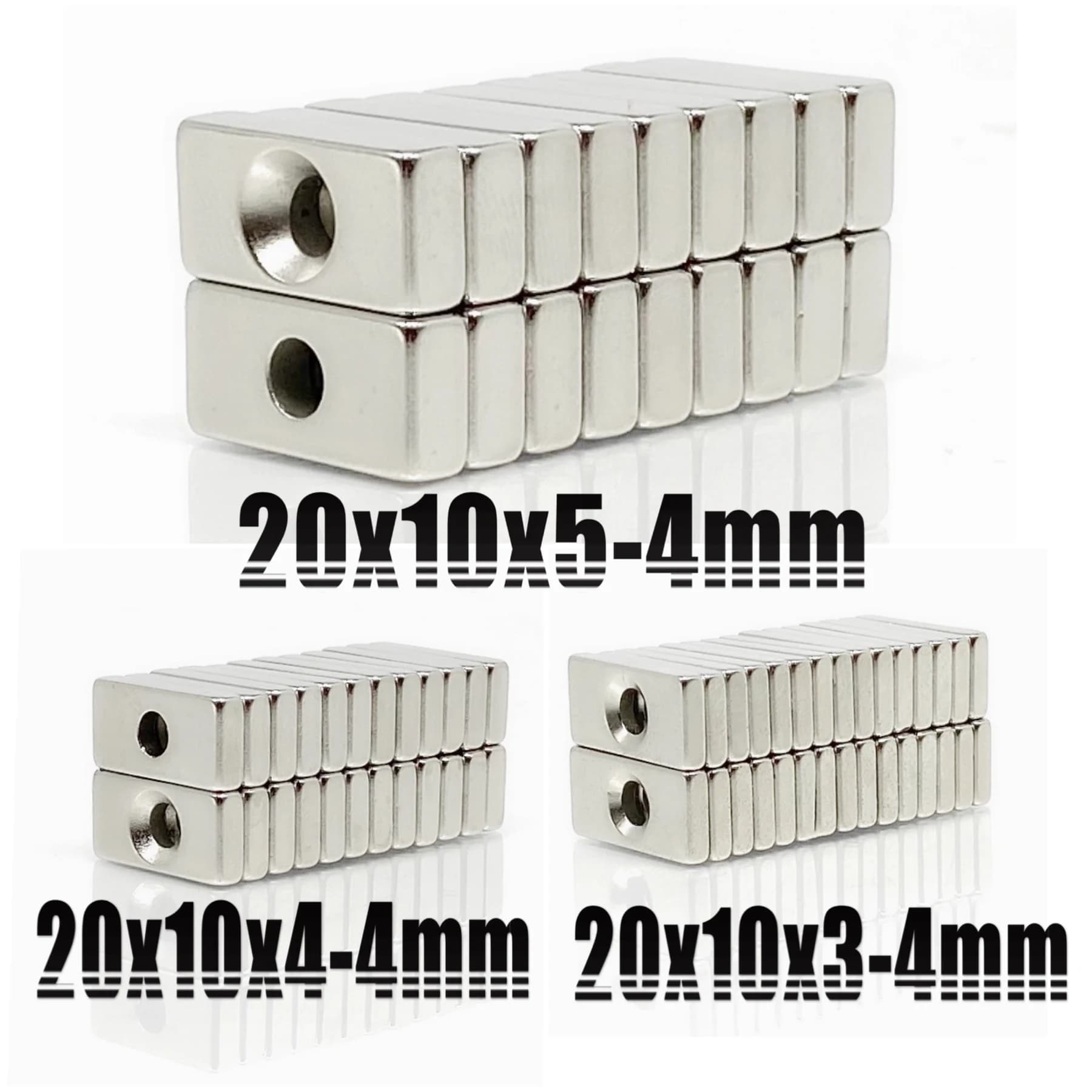 مغناطيس نيوديميوم N35 قوي للغاية بتصميم كتلة مع فتحة 20x10x3 F8 4 011242 | Neodymium Magnets