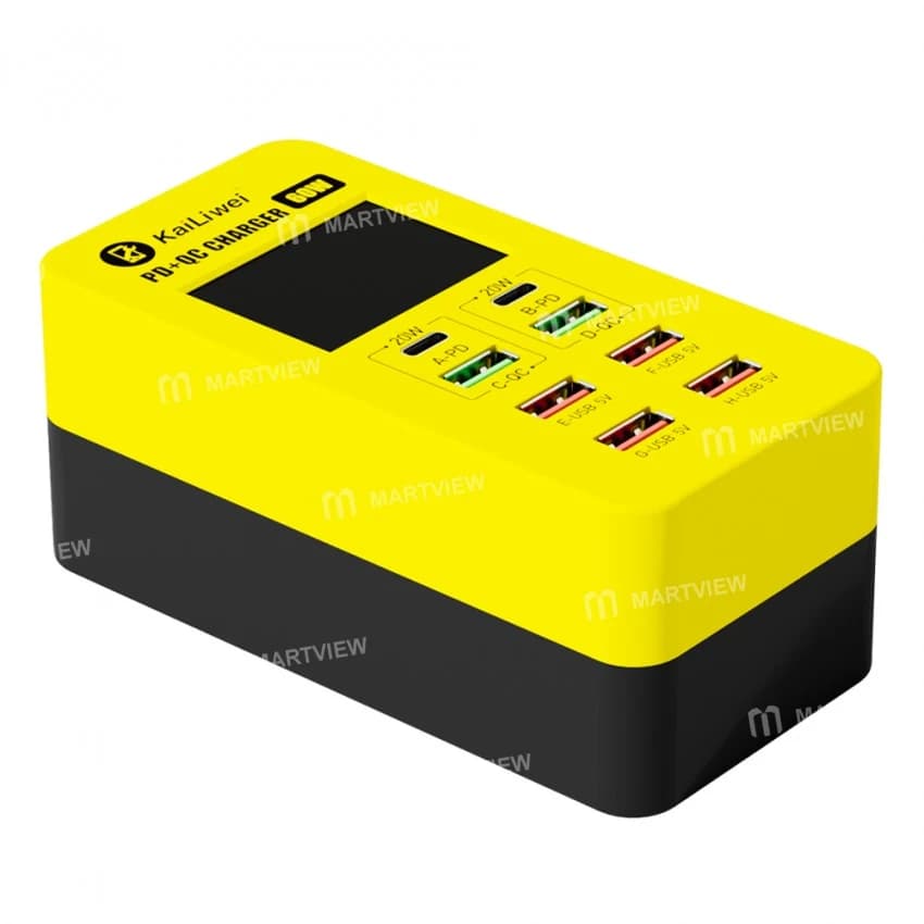 شاحن كاليوي KLW A8T ذو 8 منافذ بقوة 60 واط مع مقبس واجهة سريع للهواتف المحمولة | Multi-Port Fast Charger