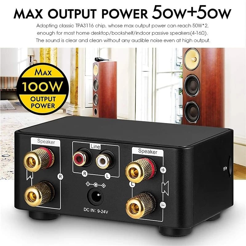 مضخم صوت Bluetooth-Compatible Audio Digital Power Amplifier Stereo 50Wx2 #L8 X-HX0474A | Audio Amplifier