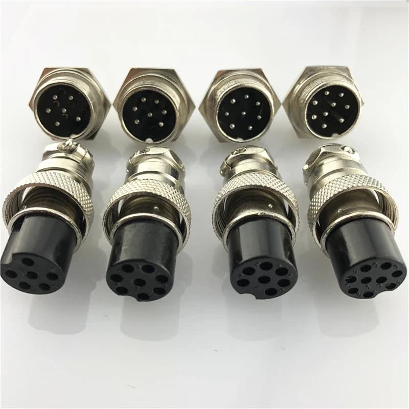 موصل طيران دائري GX16 بـ 9 أطراف ذكر وأنثى للتركيب على اللوحة مقاس 16 مم | GX16 Aviation Connector Socket