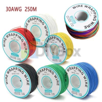 سلك سيليكون بطول 250M ومقياس 30AWG للوحات الدوائر المطبوعة Aviation Cable jumper أبيض #C11 | Wire