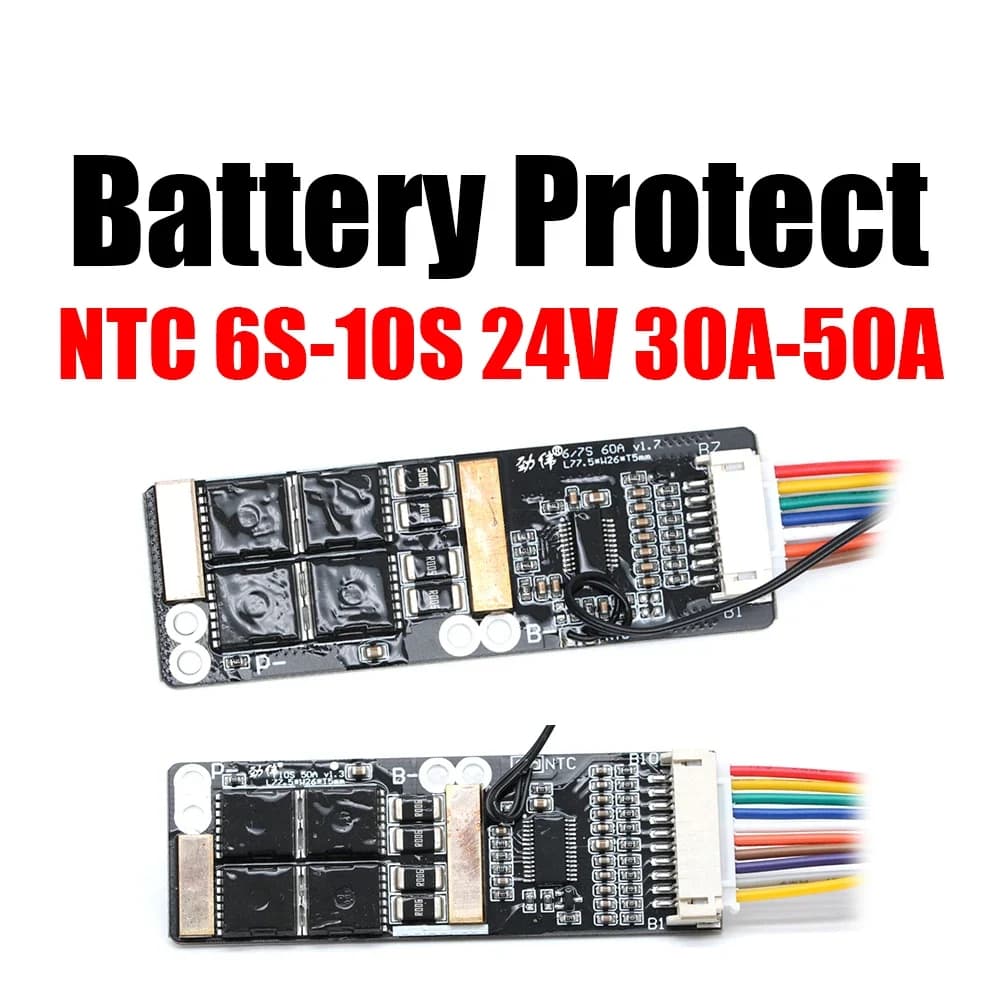 دائرة حماية بطارية ليثيوم 7S بقوة 50 أمبير مع حساس حرارة NTC طراز #F2 011187 | BMS Board