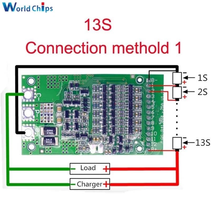 لوحة حماية بطارية ليثيوم أيون BMS 6S 7S 8S 9S 10S 11S 12S 13S 80A مع موازن #F10 11305 | Li-ion Battery Protection Board