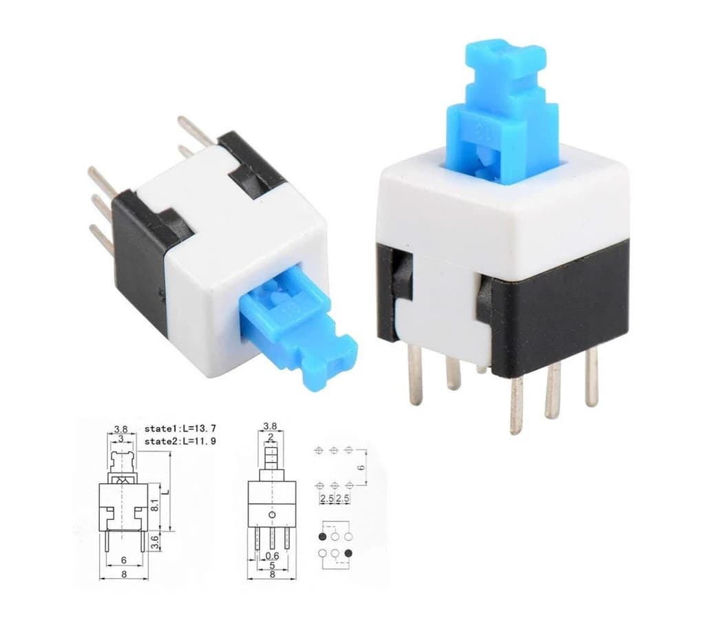 مفتاح ضغط أزرق مقاس 7mm #T10 0504005 | Push Button Switch