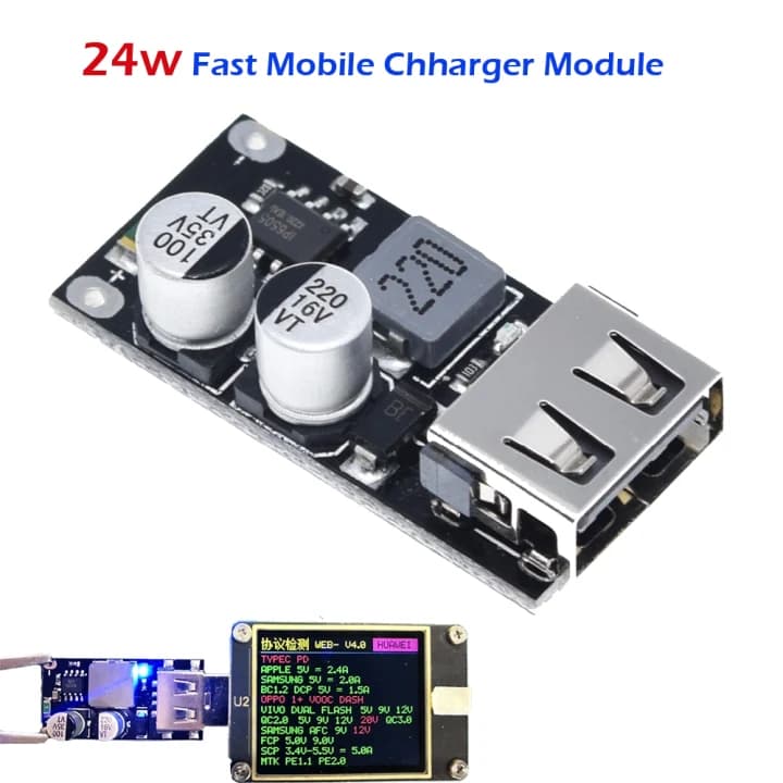 لوحة شحن سريع 24W من 12-24V إلى QC3.0 طراز X13114 | Fast Quick Charging Board