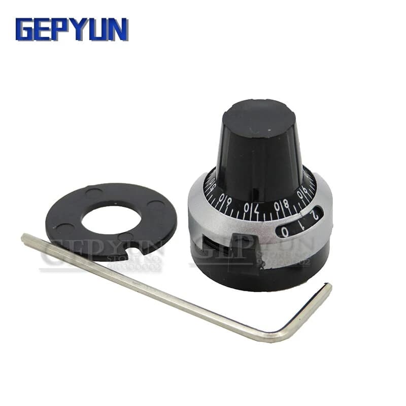 مقاومة متغيرة مع قرص WXD3-13 3590S 6.35mm precision scale knob potentiometer multi-turn #T5 RDK | Potentiometer