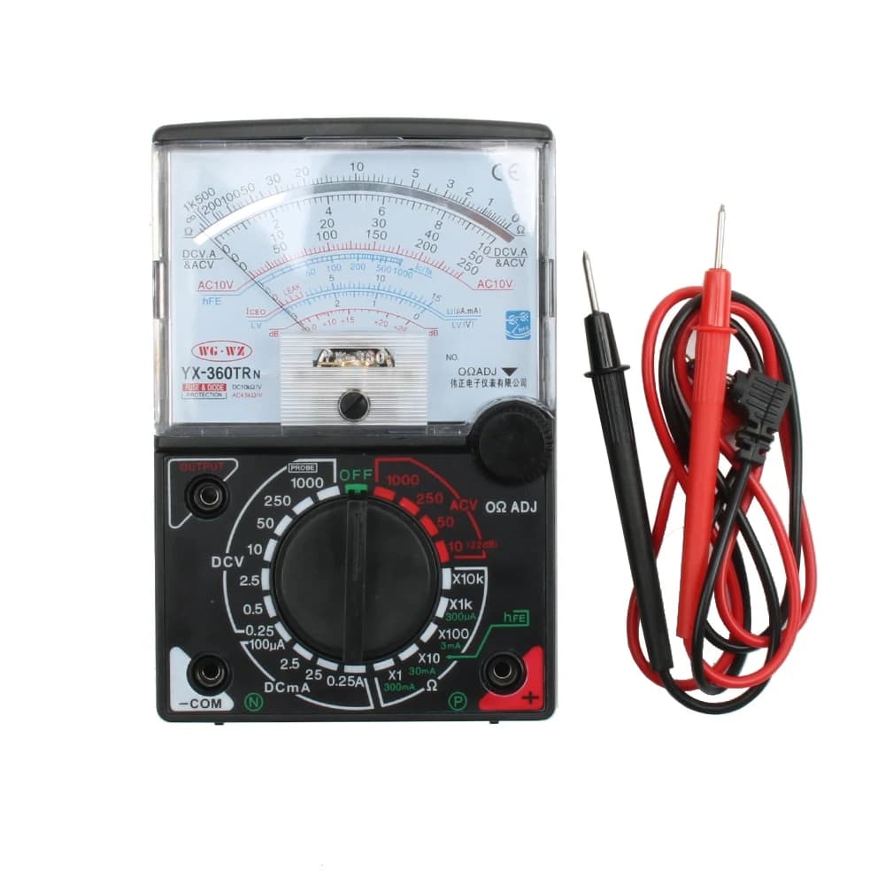 مقياس متعدد تناظري YX-360TR N مع أطراف توصيل لقياس الجهد والتيار والمقاومة | Analog Multimeter