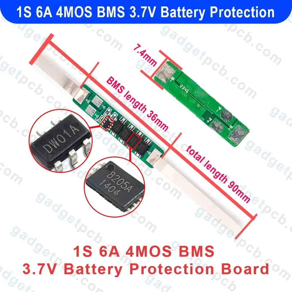 لوحة حماية بطارية ليثيوم 6 أمبير 1S 3.7 فولت 18650 مع شريط نيكل | BMS Protection Board