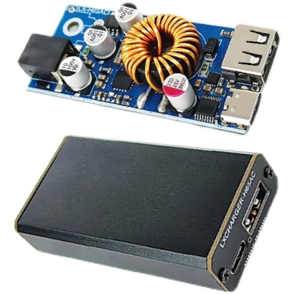 مفتاح خفض جهد شاحن سريع للهواتف المحمولة مزدوج USB Type-C بقدرة 65 واط DC12-96V PD-QC2.0 3.0 GXJA0809-002 | DC-DC Step Down Module