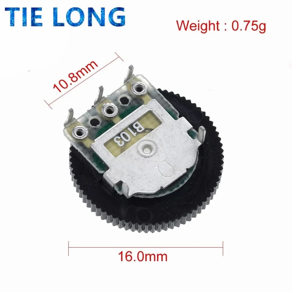 مقاومة متغيرة مزدوجة B103 16x2mm 10K Ohm | Potentiometer