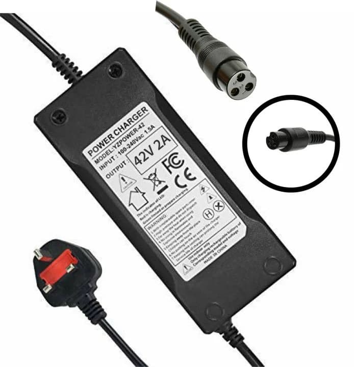 شاحن بطارية ليثيوم 42V 2A لبطاريات 36V مع موصل 3 سنون 8 مم | Battery Charger