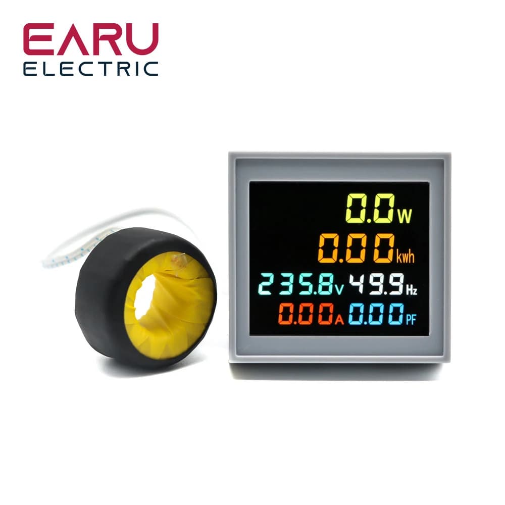 مقياس طاقة وفولتية رقمي LED 50-300 فولت 0-100 أمبير مع محول تيار منفصل | AC Digital Meter