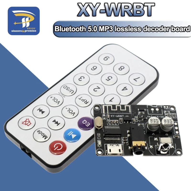 لوحة مستقبل ومفكك صوت بلوتوث 5.0 عالي الجودة XY-WRBT مع جهاز تحكم XF0104 | Bluetooth Audio Receiver Board