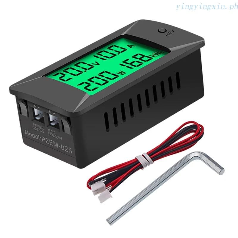 فولتمتر أمبير متر DC 0-300V 300A مع شاشة LCD وقياس الطاقة XO0084-04 | LCD Digital Voltage Current Power Meter