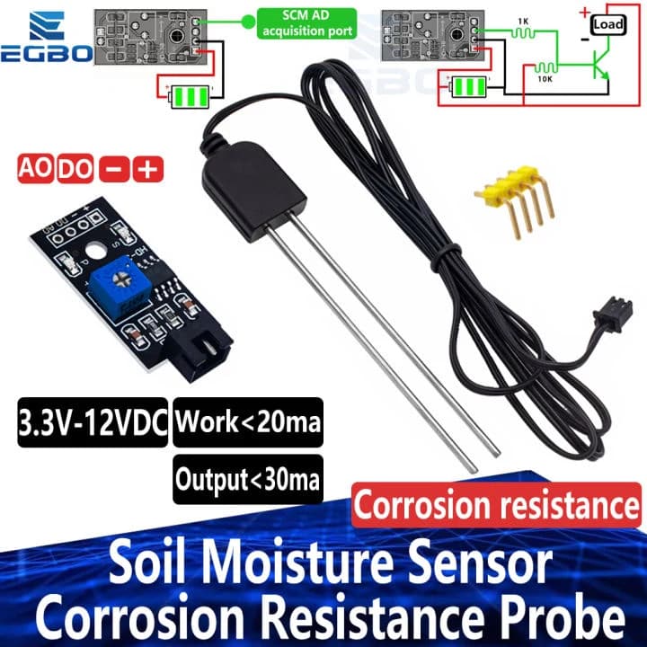 حساس رطوبة التربة ووحدة كشف التربة | Soil Moisture Sensor Module
