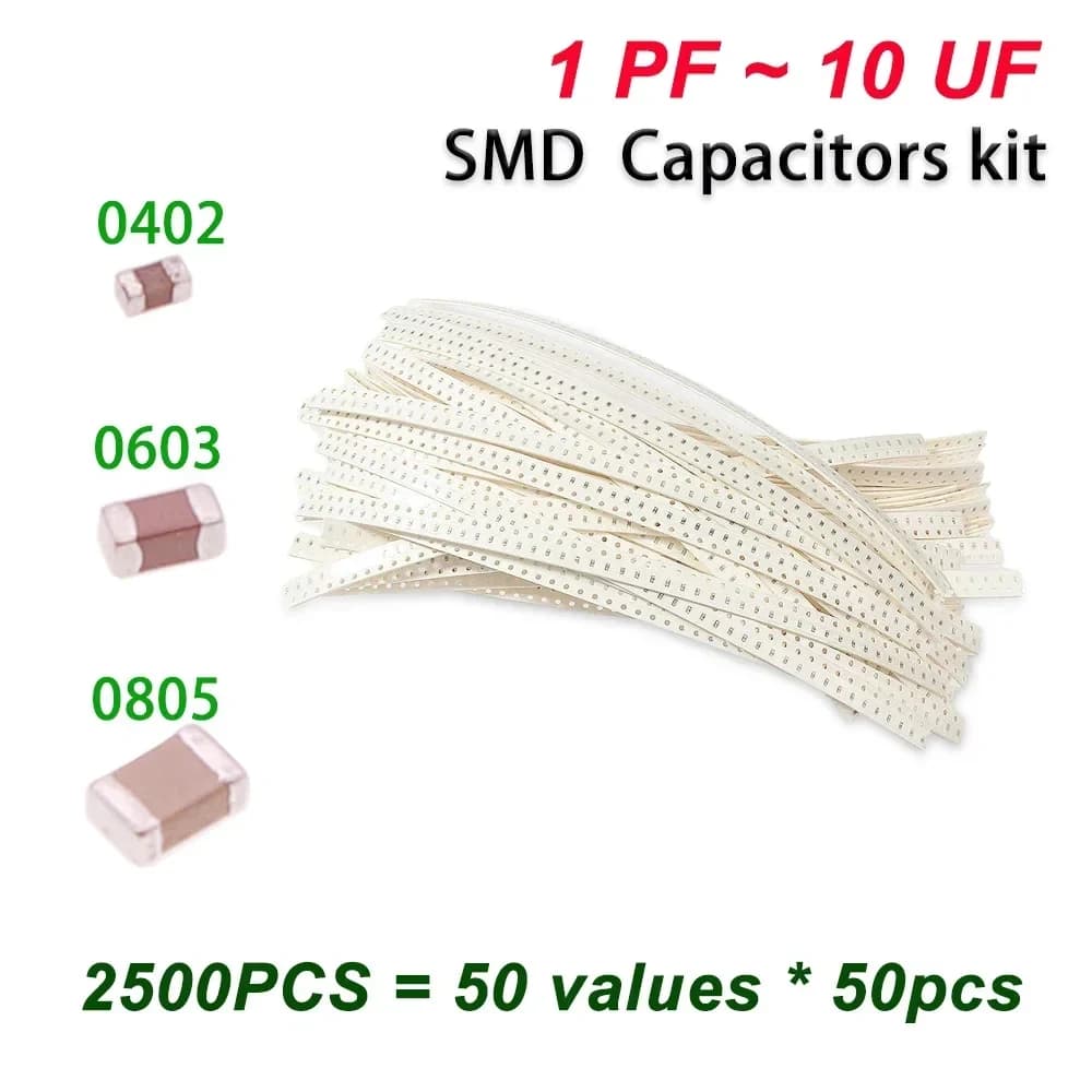 طقم مكثفات سيراميك اس ام دي 0402 متنوعة | Ceramic Capacitor Kit