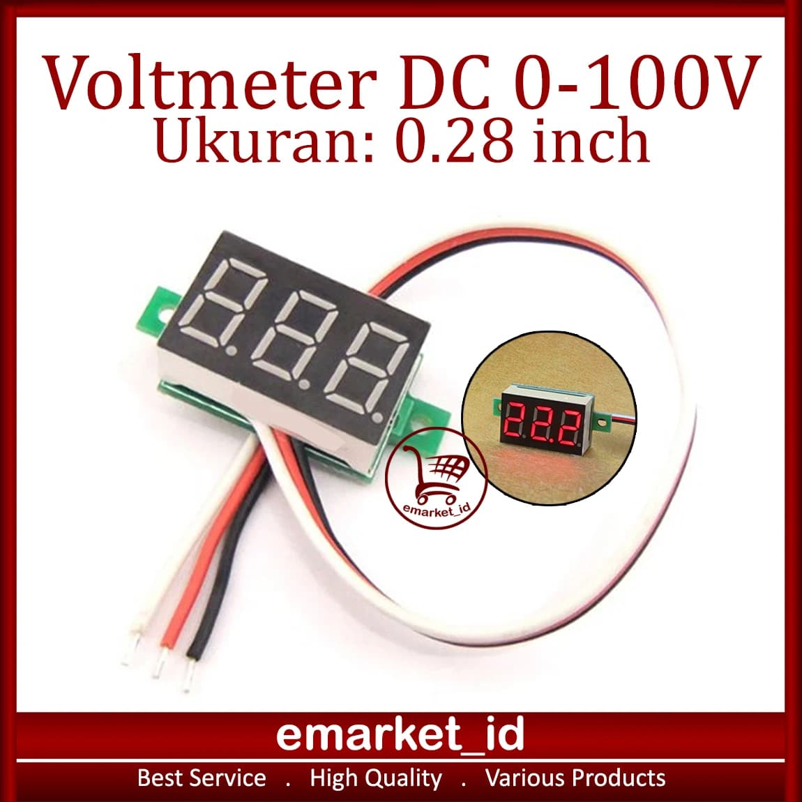 فولتميتر رقمي DC 0.28 انش 0-100 فولت رقم #E10 030517HO | Digital Voltmeter