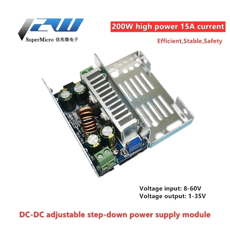 محول جهد دي سي قابل للضبط 200W 15A 8-60V 012140 | DC-DC Voltage Module