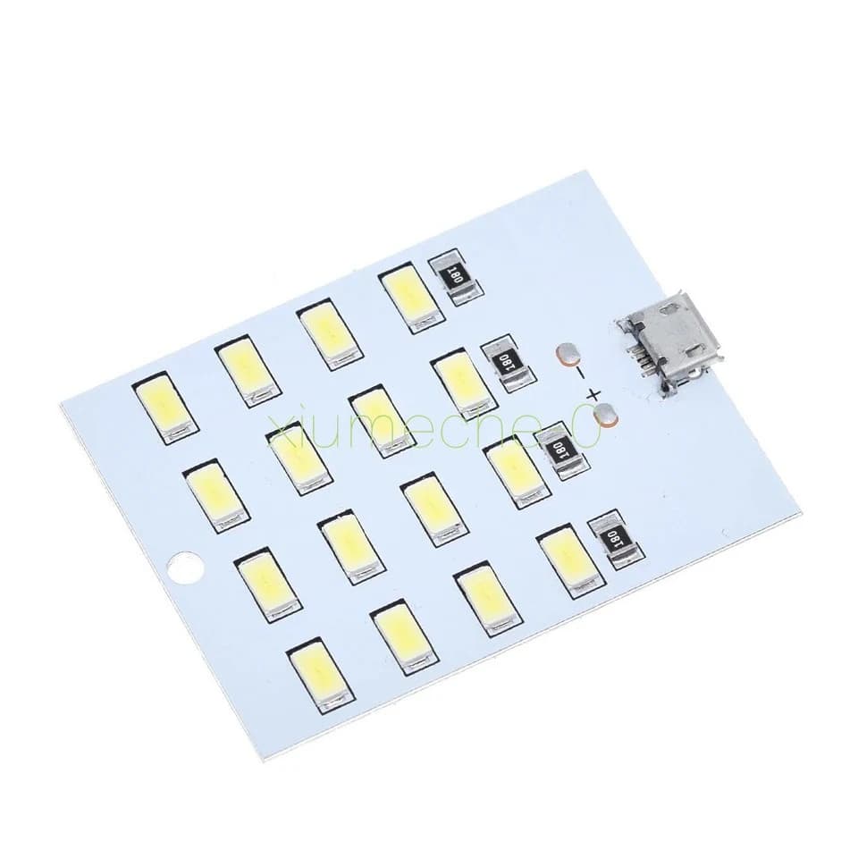 لوحة إضاءة ليد 5730 SMD بقوة 5 فولت و 430 إلى 470 ملي أمبير بمنفذ ميكرو USB مع 12 ليد أبيض 11344 | LED Lighting Panel