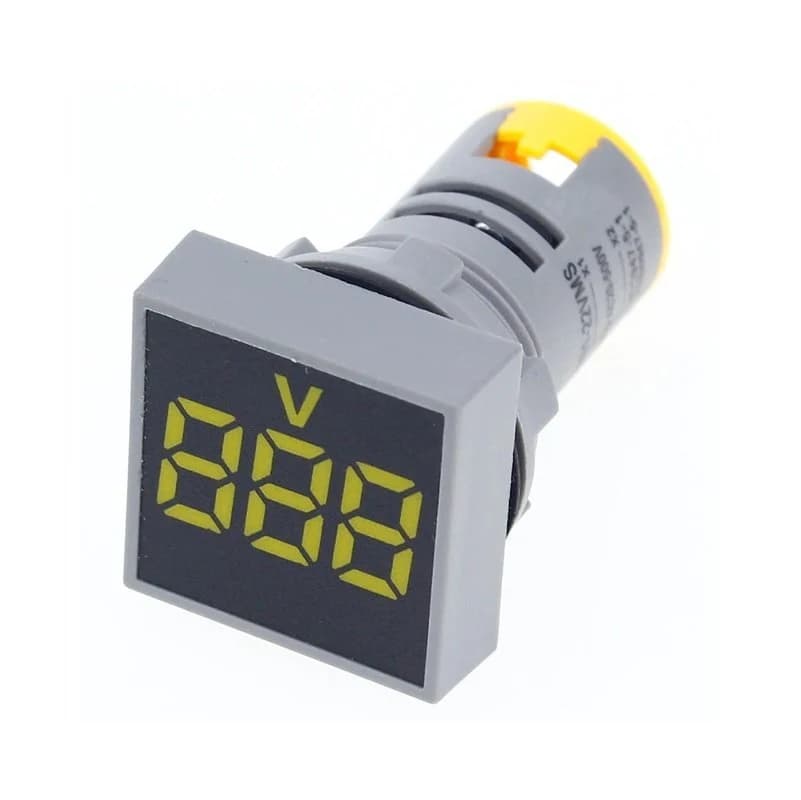 فولتمتر ليد رقمي 22 ملم AC 60-500 فولت أصفر | LED Voltmeter