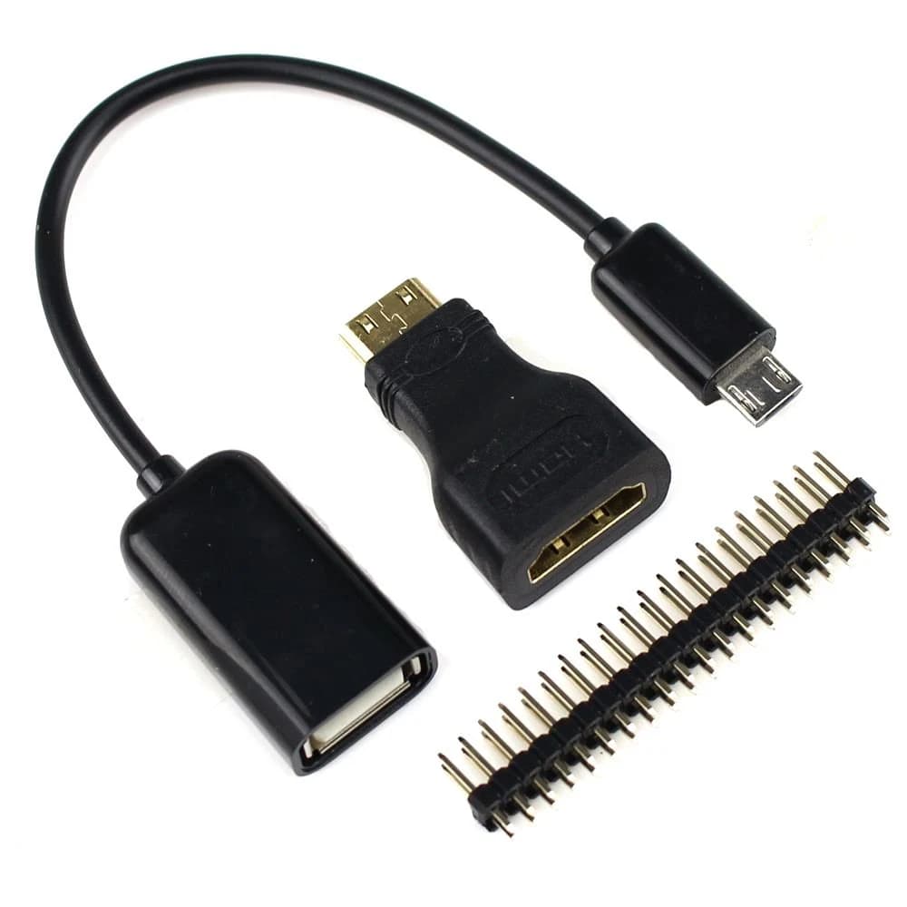 مجموعة راسبيري زيرو ميني HDMI إلى HDMI مع كابل مايكرو يو اس بي ورأس GPIO | Raspberry Pi Zero Kit