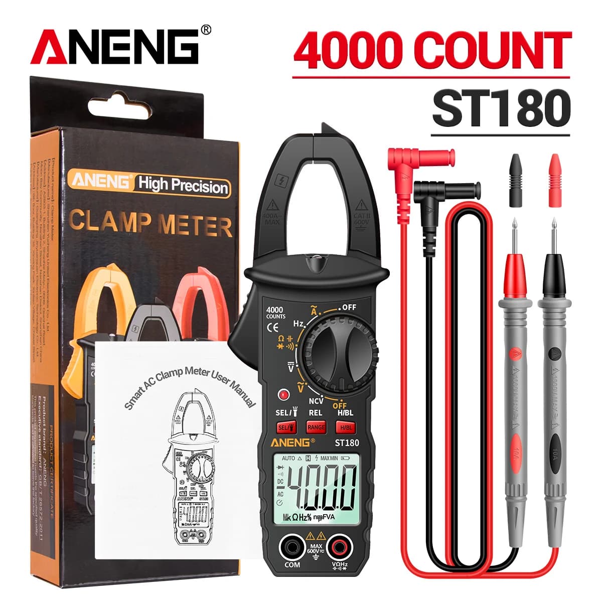 جهاز قياس التيار المشبك الرقمي الذكي 4000 عداد ANENG ST180 | Digital Clamp Meter