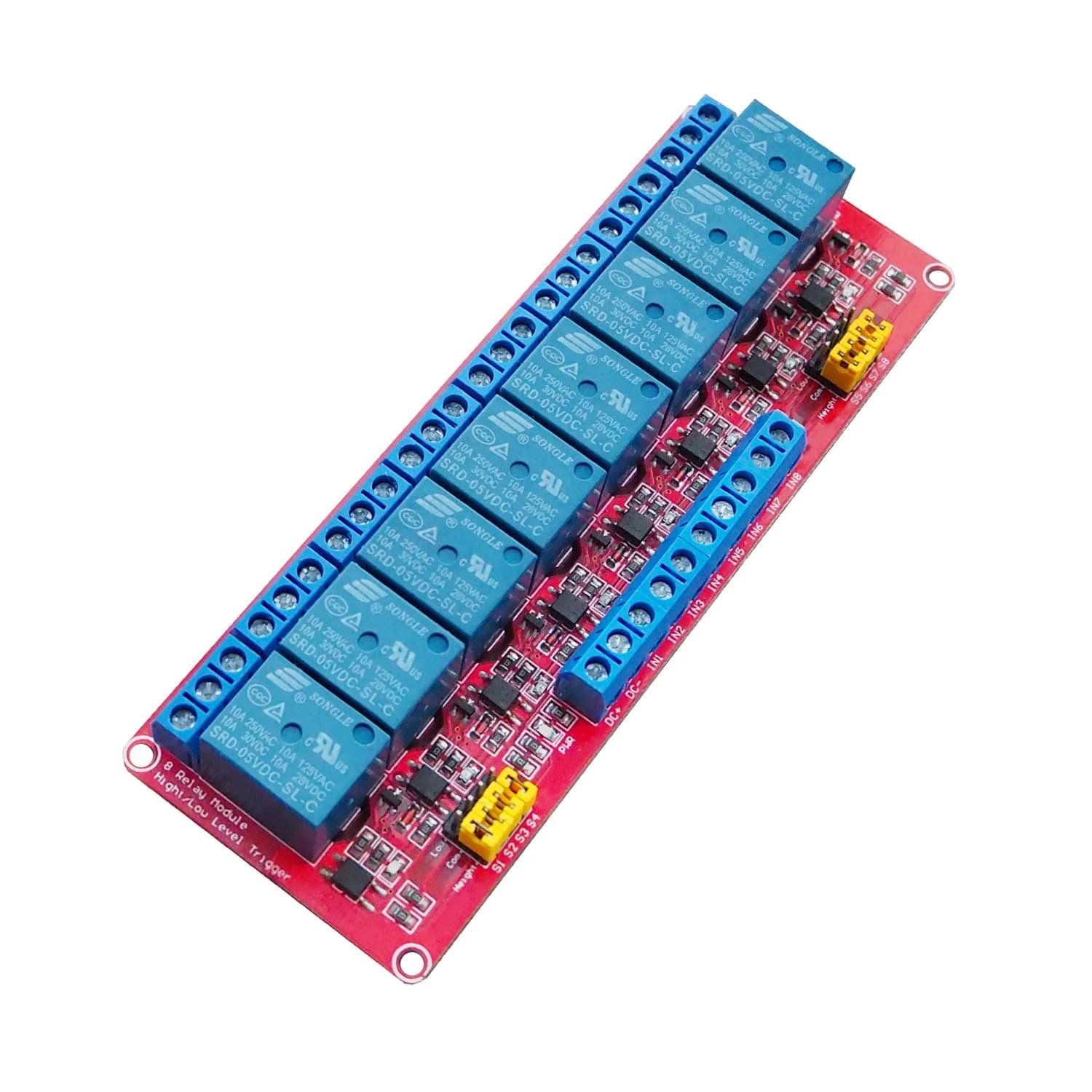 مقطم ريلاي 8 قناة 5V مع أوبتوكوبلر يدعم المشغلات العالية والمنخفضة | 8 Channel Relay Module