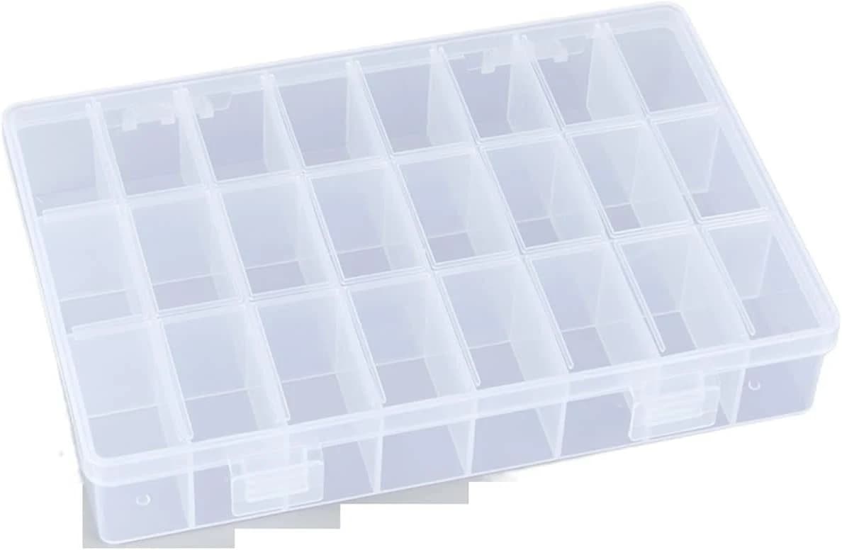 صندوق تخزين بلاستيكي بـ 24 خانة مقسمة شفاف | Plastic Storage Box