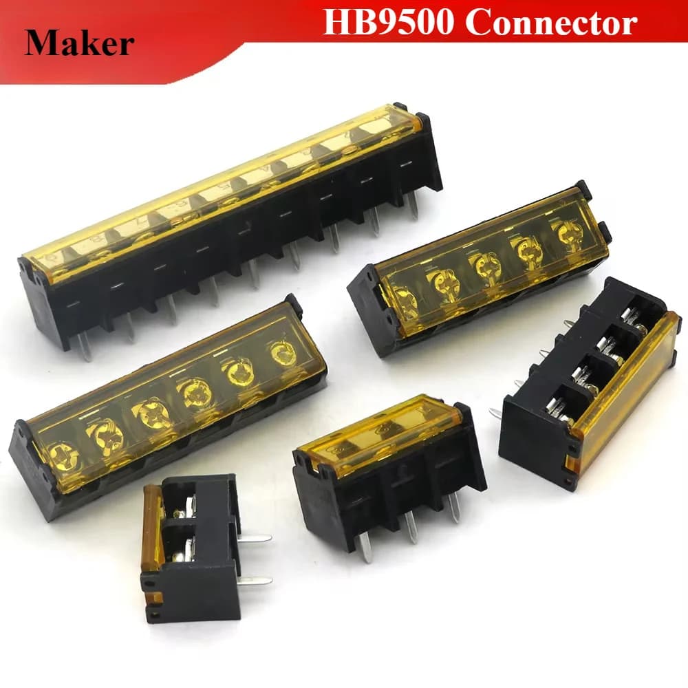 طرف توصيل HB-9500 3P 9.5mm مع غطاء للتركيب على لوحة الدوائر المطبوعة #T8 | Terminal Block Connector