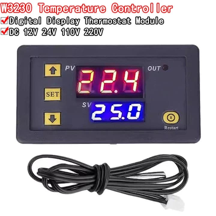 منظم حرارة رقمي مع شاشة LED للتحكم بالتبريد والتدفئة 12V | Temperature Controller