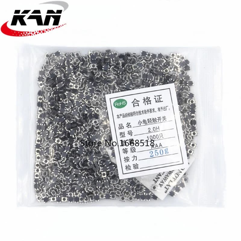 مفتاح ضاغط صغير 3x4x2.0mm Micro Push Button Momentary Tactile Tact | Micro Push Button Switch