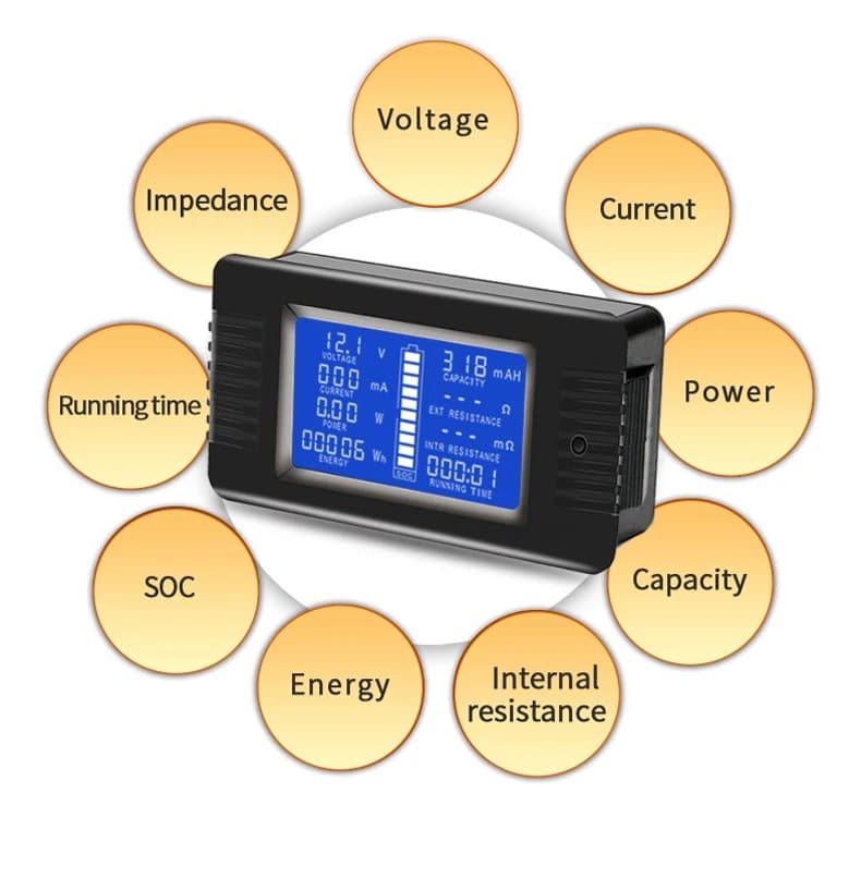 جهاز فحص البطارية DC 0-200V 0-50A | DC Battery Tester Monitor