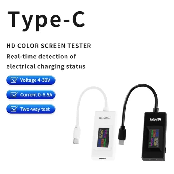 جهاز فحص نوع سي KWS-066C لجهد 4-30 فولت وتيار 0-6.5 أمبير 12279 | Type-C Tester