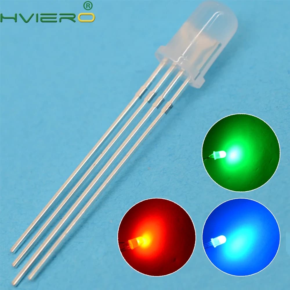 دايود ليد LED 5mm Round Diffused Two Color Red & Blue Common Cathode | LED